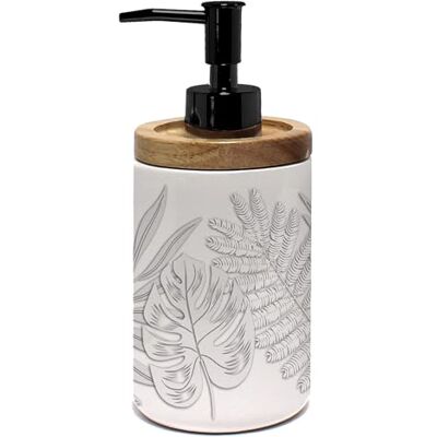 Douceur d'Intérieur , Tvåldispenser (diameter 7,50 x 17 cm) bärnsten, tryckt keramik och bambu Douceur d'Intérieur , Tvåldispenser (diameter 7,50 x 17 cm) bärnsten, tryckt keramik och bambu