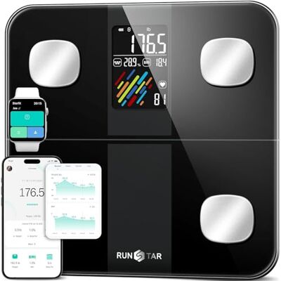 RUNSTAR Smart Scale for Body Weight and Fat Percentage High Precision Digital Bathroom Scale with Large Display for BMI Heart Rate 15 Body Composition Analyzer Sync with Fitness App 400lb RUNSTAR Smart Scale for Body Weight and Fat Percentage High Precision Digital Bathroom Scale with Large Display for BMI Heart Rate 15 Body Composition Analyzer Sync with Fitness App 400lb