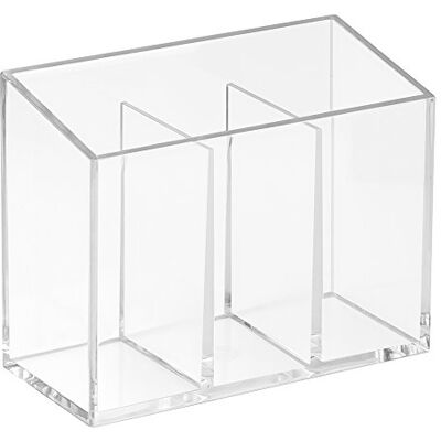 InterDesign iDesign Badrumsarrangör med 3 fack, liten badrumstork i plast, badrumstillbehör för tandvård eller kosmetikförvaring, transparent InterDesign iDesign Badrumsarrangör med 3 fack, liten badrumstork i plast, badrumstillbehör för tandvård eller kosmetikförvaring, transparent