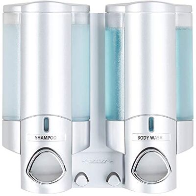 Better Living Products Duschdispenser 2, schampo och tvåldispenser, 325,3 ml, satinsilver, 18,4 x 8,9 x 17,8 cm Aviva, plast, satin-silverfärger, 2-kamber Better Living Products Duschdispenser 2, schampo och tvåldispenser, 325,3 ml, satinsilver, 18,4 x 8,9 x 17,8 cm Aviva, plast, satin-silverfärger, 2-kamber