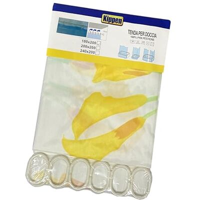 Kippen 1715A5 duschdraperi i polyester med 12 plastkrokar, storlek: 180 x 200 cm Kippen 1715A5 duschdraperi i polyester med 12 plastkrokar, storlek: 180 x 200 cm