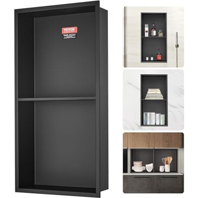VEVOR 33 x 63,5 cm inget kakel duschnisch 304 rostfritt stål, vägginsatt nisch infällda dubbla hyllor, tätade vattentäta rostbeständiga moderna nisch för dusch eller tvålförvaring badrum VEVOR 33 x 63,5 cm inget kakel duschnisch 304 rostfritt stål, vägginsatt nisch infällda dubbla hyllor, tätade vattentäta rostbeständiga moderna nisch för dusch eller tvålförvaring badrum