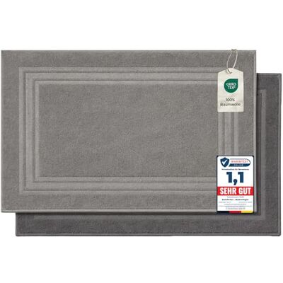 Komfortec Set med 2 badmattor i frotté, tvättbar, 600 g/m² och 100% bomull, absorberande och snabbtorkande, 50 x 70 cm, antracitgrå/silver Komfortec Set med 2 badmattor i frotté, tvättbar, 600 g/m² och 100% bomull, absorberande och snabbtorkande, 50 x 70 cm, antracitgrå/silver