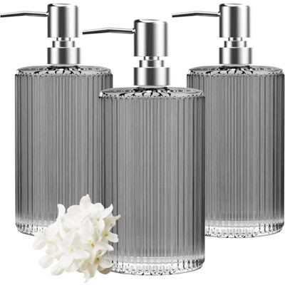 HIYAA 3-pack tvåldispenser i glas 17 oz mångsidig lotion flytande tvålskål dispenser handtvåldispenser med pump för badrum, bänkskiva, kök, tvättstuga (grå) (3P-grå) HIYAA 3-pack tvåldispenser i glas 17 oz mångsidig lotion flytande tvålskål dispenser handtvåldispenser med pump för badrum, bänkskiva, kök, tvättstuga (grå) (3P-grå)