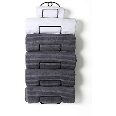 SODUKU Towel Rack Wall Mounted Metal Wine Rack Towel Shelf for Bathroom Black SODUKU Towel Rack Wall Mounted Metal Wine Rack Towel Shelf for Bathroom Black