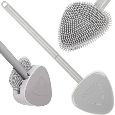 PARENCE – silikontandborste med handtag – kompakt, hygienisk och antibakteriell – flexibel tandborste + limhållare – grå eller vit PARENCE – silikontandborste med handtag – kompakt, hygienisk och antibakteriell – flexibel tandborste + limhållare – grå eller vit