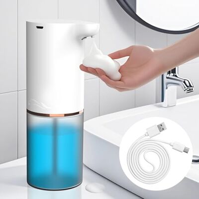 Kolamom Automatisk tvåldispenser, 280 ml, elektrisk tvåldispenser, USB-uppladdningsbar tvåldispenser, vattentät med infraröd rörelsesensor för kök, badrum och toalett Kolamom Automatisk tvåldispenser, 280 ml, elektrisk tvåldispenser, USB-uppladdningsbar tvåldispenser, vattentät med infraröd rörelsesensor för kök, badrum och toalett