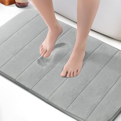 KEPLIN Badmatta i minnesskum – ultramjuk, mycket absorberande, halkfri, maskintvättbar – lyxig komfort för hem- och badrumsgolv (ljusgrå, 50 x 80 cm) KEPLIN Badmatta i minnesskum – ultramjuk, mycket absorberande, halkfri, maskintvättbar – lyxig komfort för hem- och badrumsgolv (ljusgrå, 50 x 80 cm)