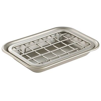 InterDesign iDesign porte savon, petit range savon en métal, stöd savon avec socle au design grillagé pour l'évacuation d'eau, argenté mat InterDesign iDesign porte savon, petit range savon en métal, stöd savon avec socle au design grillagé pour l'évacuation d'eau, argenté mat