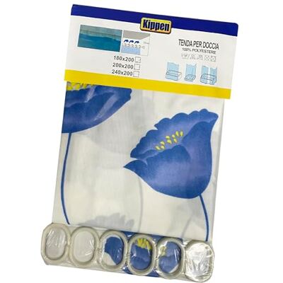 Kippen 1715A7 duschdraperi i polyester med 12 plastkrokar, storlek: 180 x 200 cm Kippen 1715A7 duschdraperi i polyester med 12 plastkrokar, storlek: 180 x 200 cm