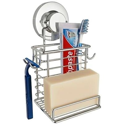 Bathika Toothbrush Holder Suction Cup Wall Mounted Toothpaste and Toothbrushes Holder with Powerful Vacuum or Adhesive System Rustproof Stainless Steel Organizer Electric Toothbrush (Silver) Bathika Toothbrush Holder Suction Cup Wall Mounted Toothpaste and Toothbrushes Holder with Powerful Vacuum or Adhesive System Rustproof Stainless Steel Organizer Electric Toothbrush (Silver)