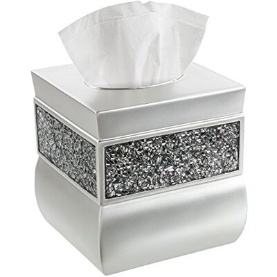 Creative Kreativa dofter silverfärgade fyrkantiga näsdukslåda skydd – dekorativ näsdukslåda hållare med vackert mosaikglas – papperskublådeskydd med hållbar botten, elegant hem- eller badrumsdekor Creative Kreativa dofter silverfärgade fyrkantiga näsdukslåda skydd – dekorativ näsdukslåda hållare med vackert mosaikglas – papperskublådeskydd med hållbar botten, elegant hem- eller badrumsdekor