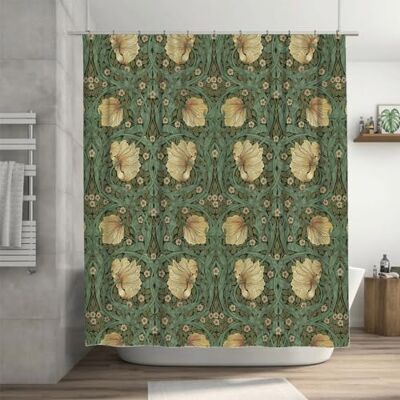 Ansouyi William Morris Duschgardinset med 12 krokar, badgardiner vattentätt polyestertyg, grön konst Nouveau blommor hem badrum badkar dekor tvättbart hållbart tyg, 183 cm B x 72 L Ansouyi William Morris Duschgardinset med 12 krokar, badgardiner vattentätt polyestertyg, grön konst Nouveau blommor hem badrum badkar dekor tvättbart hållbart tyg, 183 cm B x 72 L
