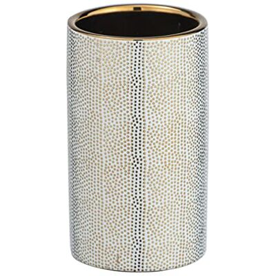 Wenko Tandborstkopp Nuria, högkvalitativ tandborsthållare för tandborste och tandkräm av ädel keramik med lyxig strukturerad yta i guld/vit, Ø 6,5 x 10,7 cm Wenko Tandborstkopp Nuria, högkvalitativ tandborsthållare för tandborste och tandkräm av ädel keramik med lyxig strukturerad yta i guld/vit, Ø 6,5 x 10,7 cm