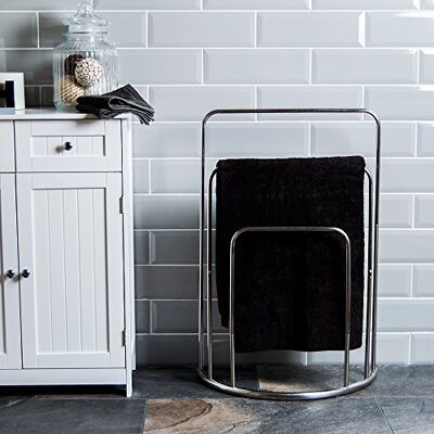 Bath Vida Handduksställ 3 nivåer badrumsställ Fristående golvstående handdukshållare böjd, i krom Bath Vida Handduksställ 3 nivåer badrumsställ Fristående golvstående handdukshållare böjd, i krom