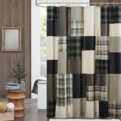WOOLRICH Winter Hills 100% bomull duschdraperi solbränna 183 x 183 cm WOOLRICH Winter Hills 100% bomull duschdraperi solbränna 183 x 183 cm