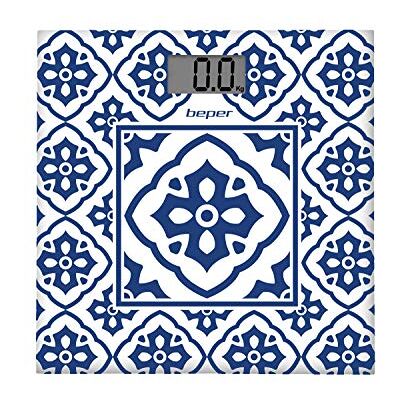 BEPER P303BIP001 Digital personlig vag, Majolica -mönster, maxkapacitet 180 kg, touchtändning, batteri ingar BEPER P303BIP001 Digital personlig vag, Majolica -mönster, maxkapacitet 180 kg, touchtändning, batteri ingar