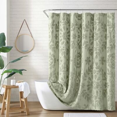 Peri Home 100% bomullstyg duschdraperi för badrum, 183 x 183 cm, salvia Chenille Laurel Peri Home 100% bomullstyg duschdraperi för badrum, 183 x 183 cm, salvia Chenille Laurel