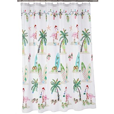 Avanti Linens Duschdraperi, vattentät, badrums- och semesterdekor (Flamingo Jingle Collection), Avanti Linens Duschdraperi, vattentät, badrums- och semesterdekor (Flamingo Jingle Collection),