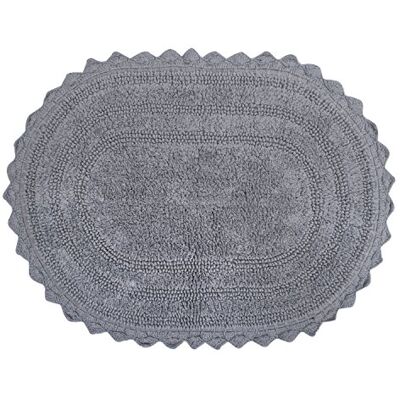 DII Crochet Collection Reversible Bath Mat, Large Oval, 21x34, Gray DII Crochet Collection Reversible Bath Mat, Large Oval, 21x34, Gray