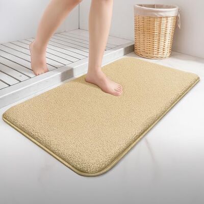 VOUNOT ® Ultramjuk och absorberande halkfri mikrofiberbadmatta bekväm tvättbar maskin slät yta för badrum dusch badkar 60x110 beige VOUNOT ® Ultramjuk och absorberande halkfri mikrofiberbadmatta bekväm tvättbar maskin slät yta för badrum dusch badkar 60x110 beige