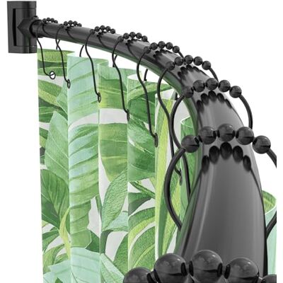 PrettyHome Justerbar välvd duschgardinstång rostfri expanderbar aluminiummetall duschstång 95–183 cm teleskopdesign utsökt anpassningsbar för badrum, behöver borras, svart PrettyHome Justerbar välvd duschgardinstång rostfri expanderbar aluminiummetall duschstång 95–183 cm teleskopdesign utsökt anpassningsbar för badrum, behöver borras, svart