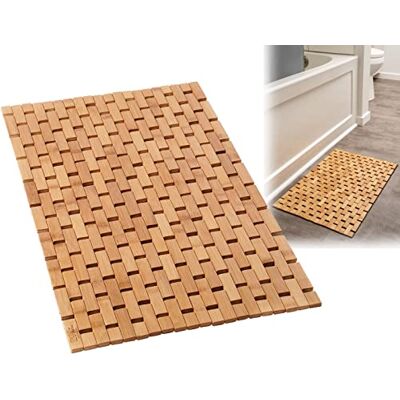 ZPirates Naturlig bambu trä badmatta – badrums- och köksmattor, badmattstillbehör för badkar, spa, bastu golv och duschdörr (lats, standard 40 x 61 cm) ZPirates Naturlig bambu trä badmatta – badrums- och köksmattor, badmattstillbehör för badkar, spa, bastu golv och duschdörr (lats, standard 40 x 61 cm)