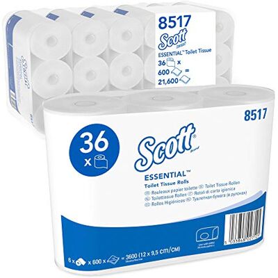 Scott Essential 8517 Toalettpapper, Vit, Blå, 36 stycken Scott Essential 8517 Toalettpapper, Vit, Blå, 36 stycken
