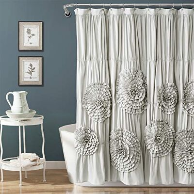 Lush Decor Frodig dekor serena duschdraperi volang blommig vintage elegant bondgårdsstil badrumsdekor, 0, ljusgrå Lush Decor Frodig dekor serena duschdraperi volang blommig vintage elegant bondgårdsstil badrumsdekor, 0, ljusgrå