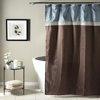 Lush Decor Frodig dekor Terra duschdraperi, blå/choklad, 72 x 72 Lush Decor Frodig dekor Terra duschdraperi, blå/choklad, 72 x 72