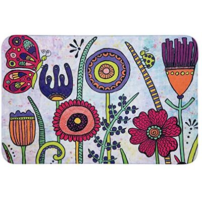 Wenko Badmatta Rollin'Art Full Bloom, sammetslen yta, halkfri undersida, polyester, flerfärgad, 45 x 0 x 70 cm Wenko Badmatta Rollin'Art Full Bloom, sammetslen yta, halkfri undersida, polyester, flerfärgad, 45 x 0 x 70 cm