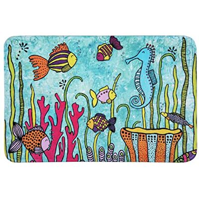 Wenko Badmatta Rollin'Art Ocean Life, sammetslen yta, halkfri undersida, polyester, flerfärgad, 45 x 0 x 70 cm Wenko Badmatta Rollin'Art Ocean Life, sammetslen yta, halkfri undersida, polyester, flerfärgad, 45 x 0 x 70 cm