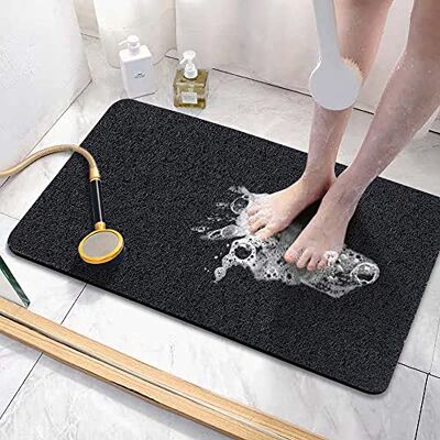 Asvin Bad-/dusch-/badkarsmatta, mjuk och texturerad, 61 x 41 cm, ftalatfri, halkfri och bekväm dränerande matta, badrumsmattor i Loofah-PVC för våta utrymmen, snabbtorkande Asvin Bad-/dusch-/badkarsmatta, mjuk och texturerad, 61 x 41 cm, ftalatfri, halkfri och bekväm dränerande matta, badrumsmattor i Loofah-PVC för våta utrymmen, snabbtorkande