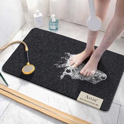 Asvin Mjukt texturerat bad, dusch, badmatta, 60 x 80 cm, ftalatfri, halkfria bekväma badkarsmattor med dränering, PVC-Loofah badrumsmattor för våta områden, snabbtorkande Asvin Mjukt texturerat bad, dusch, badmatta, 60 x 80 cm, ftalatfri, halkfria bekväma badkarsmattor med dränering, PVC-Loofah badrumsmattor för våta områden, snabbtorkande