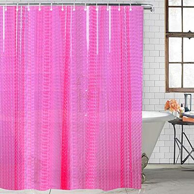 LshyMn EVA duschdraperi foder 3D vattenkub klara badrum duschdraperier, klar EVA duschfoder för duschkabin 180 x 180 cm med krokar (rosa lila) LshyMn EVA duschdraperi foder 3D vattenkub klara badrum duschdraperier, klar EVA duschfoder för duschkabin 180 x 180 cm med krokar (rosa lila)