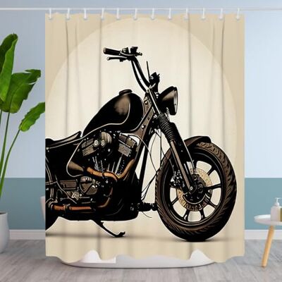 Dalianlc Cool Bathroom Bathtubs Fabric Shower Curtain Wonderful Vintage Motorcycle Theme Shower Curtain Set with 12 Hooks 72x72 inch Polyester Machine Washable, Black and White Dalianlc Cool Bathroom Bathtubs Fabric Shower Curtain Wonderful Vintage Motorcycle Theme Shower Curtain Set with 12 Hooks 72x72 inch Polyester Machine Washable, Black and White