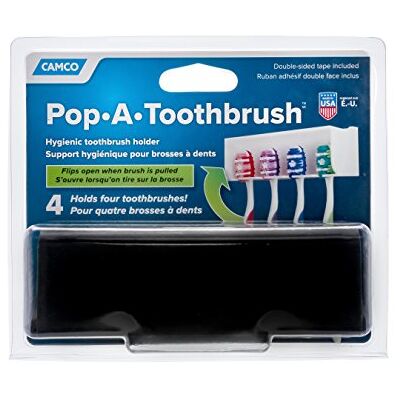 Camco Pop-A-Toothbrush, Hygienic Toothbrush Holder, Holds 4 toothbrushes, Black (57207) Camco Pop-A-Toothbrush, Hygienic Toothbrush Holder, Holds 4 toothbrushes, Black (57207)