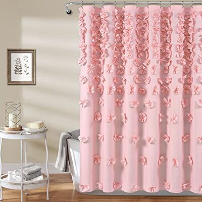 Lush Decor Frodig dekor Riley duschdraperi, 183 cm B x 183 cm L, rosa – lyxigt duschdraperi med bågar – charmig textur – vacker och elegant flickigt badrumstillbehör – romantisk, vintage glam badrumsdekor Lush Decor Frodig dekor Riley duschdraperi, 183 cm B x 183 cm L, rosa – lyxigt duschdraperi med bågar – charmig textur – vacker och elegant flickigt badrumstillbehör – romantisk, vintage glam badrumsdekor