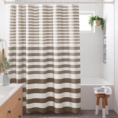 Madison Park duschdraperi spa våffelväv duschdraperi för badrum 3 m Scotchgard fukthantering, spa-kvalitet moderna duschdraperier för badrum, standard 182 x 182 brungrå ombre Madison Park duschdraperi spa våffelväv duschdraperi för badrum 3 m Scotchgard fukthantering, spa-kvalitet moderna duschdraperier för badrum, standard 182 x 182 brungrå ombre