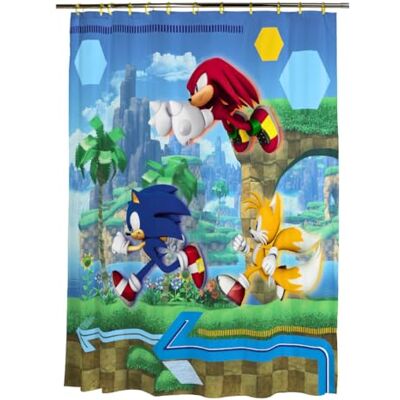 Franco Sonic Anime 13-delat duschdraperi och ringset, (100% officiellt licensierad produkt) Franco Sonic Anime 13-delat duschdraperi och ringset, (100% officiellt licensierad produkt)
