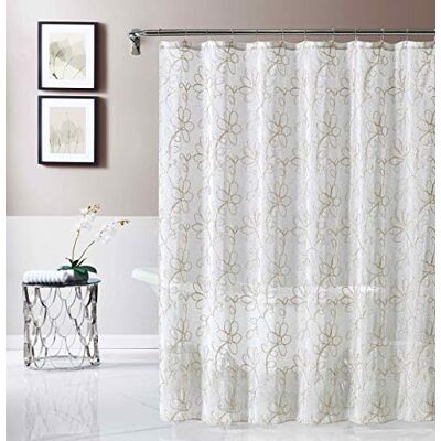 Dainty Home Läckert hem Stella broderat duschdraperi, polyester, linne/linne, 183 cm B x 178 cm L (paket med 1) Dainty Home Läckert hem Stella broderat duschdraperi, polyester, linne/linne, 183 cm B x 178 cm L (paket med 1)