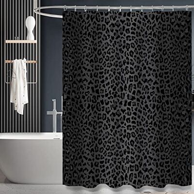ZTTXL duschdraperi (152 cm x 183 cm), svart leopard gepardtryck, polyestertyg, vattentät, modern stil, badrum ZTTXL duschdraperi (152 cm x 183 cm), svart leopard gepardtryck, polyestertyg, vattentät, modern stil, badrum