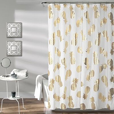 Lush Decor Frodig dekor ananas kasta duschdraperi, 183 cm x 183 cm, guld Lush Decor Frodig dekor ananas kasta duschdraperi, 183 cm x 183 cm, guld