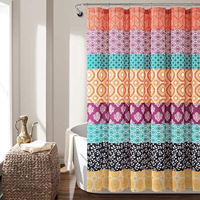 Lush Decor Frodig dekor bohemiskt randigt duschdraperi, 183 cm B x 183 cm L, fuchsia och orange – boho duschdraperi – färgglatt randigt badrumsdraperi – Maximalist & boho badrumsdekor Lush Decor Frodig dekor bohemiskt randigt duschdraperi, 183 cm B x 183 cm L, fuchsia och orange – boho duschdraperi – färgglatt randigt badrumsdraperi – Maximalist & boho badrumsdekor