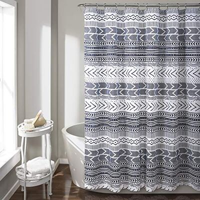 Lush Decor Hygge Geo duschdraperi, 183 cm x 183 cm 72 Inches x 72 Inches Navy & White Lush Decor Hygge Geo duschdraperi, 183 cm x 183 cm 72 Inches x 72 Inches Navy & White