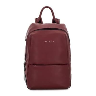 SCHARLAU Liten ryggsäck KM4 i läder i färgen bordeaux, BA03-L02BU, Bordeaux, 25 x 34 x 9 cm, Företag SCHARLAU Liten ryggsäck KM4 i läder i färgen bordeaux, BA03-L02BU, Bordeaux, 25 x 34 x 9 cm, Företag