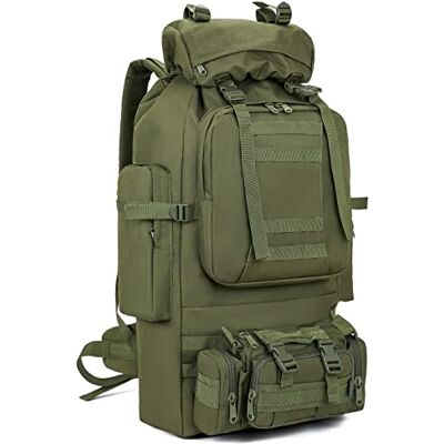 HongXingHai 100 L camping vandringsryggsäck, Molle militär taktisk ryggsäck, vattentät lätt vandringsryggsäck, Armégrönt, L HongXingHai 100 L camping vandringsryggsäck, Molle militär taktisk ryggsäck, vattentät lätt vandringsryggsäck, Armégrönt, L