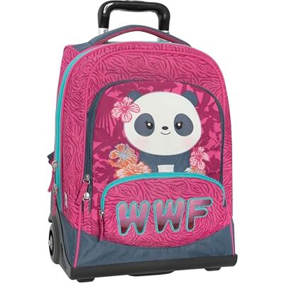 Franco Cosimo Panini WWF WWF officiell skolryggsäck med vagn, justerbart handtag, vadderade och justerbara axelremmar, hjul Ø 90 mm, vattentät förformad botten, 36 x 47 x 23 cm, magenta, Magenta, Franco Cosimo Panini WWF WWF officiell skolryggsäck med vagn, justerbart handtag, vadderade och justerbara axelremmar, hjul Ø 90 mm, vattentät förformad botten, 36 x 47 x 23 cm, magenta, Magenta,