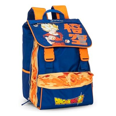 Franco Cosimo Panini Dragon BALL SUPER officiell Dragon Ball skolryggsäck, expanderbar ryggsäck, 2 stora fack, 2 framfickor, 2 sidofickor, vadderade justerbara remmar, 29 x, Blå/orange, 29 x 41H x Franco Cosimo Panini Dragon BALL SUPER officiell Dragon Ball skolryggsäck, expanderbar ryggsäck, 2 stora fack, 2 framfickor, 2 sidofickor, vadderade justerbara remmar, 29 x, Blå/orange, 29 x 41H x