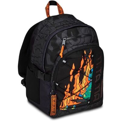 Mitama Hellblack trippelryggsäck med PC-ficka, svart och orange, grundskola och fritid, barn, Svart, Taglia unica, Ryggsäck med tre fack Mitama Hellblack trippelryggsäck med PC-ficka, svart och orange, grundskola och fritid, barn, Svart, Taglia unica, Ryggsäck med tre fack